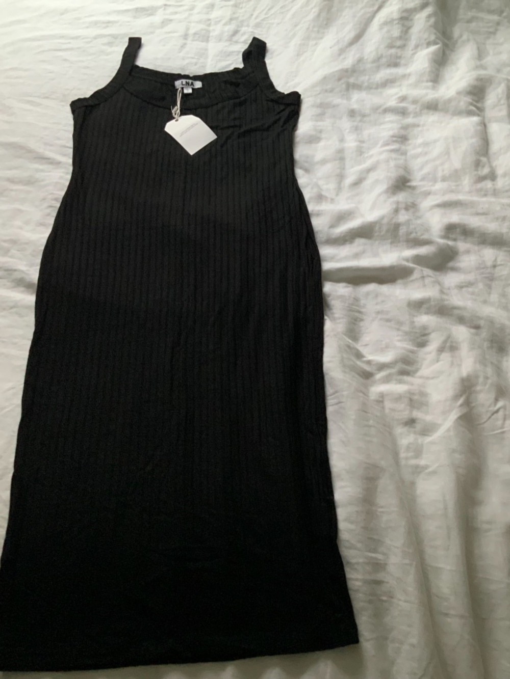 NWT LNA Kain Ribbed Dress Size M Black
